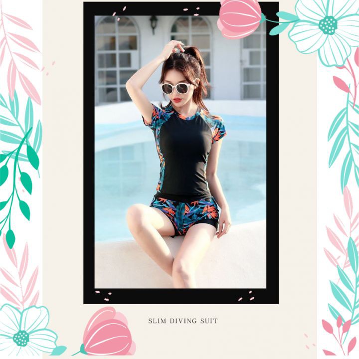 Áo Tắm Bikini Bộ Bơi 2 Mảnh Cộc Tay Quần Đùi Đi Biển | BigBuy360 - bigbuy360.vn