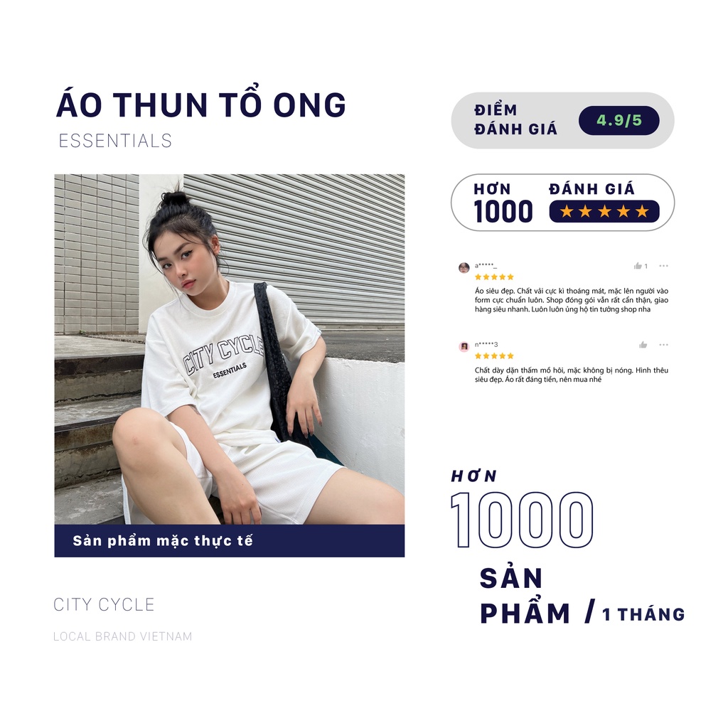 Quần short đùi local brand Essentials City Cycle chất tổ ong unisex form rộng nam nữ oversize