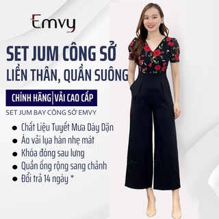 Set bộ jum nữ công sở quần ống suông cạp cao ,sang trọng ,chất liệu voan hàn cao cấp J2 Emvy