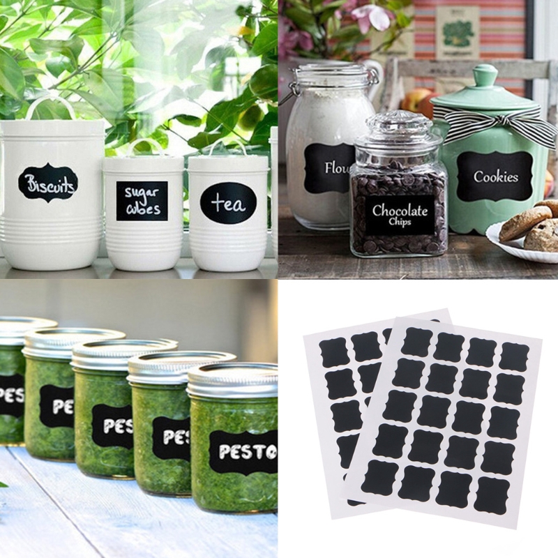 Set 40 Miếng Nhãn Dán Nhãn Hiệu Màu Đen Cho Lọ Gia Vị