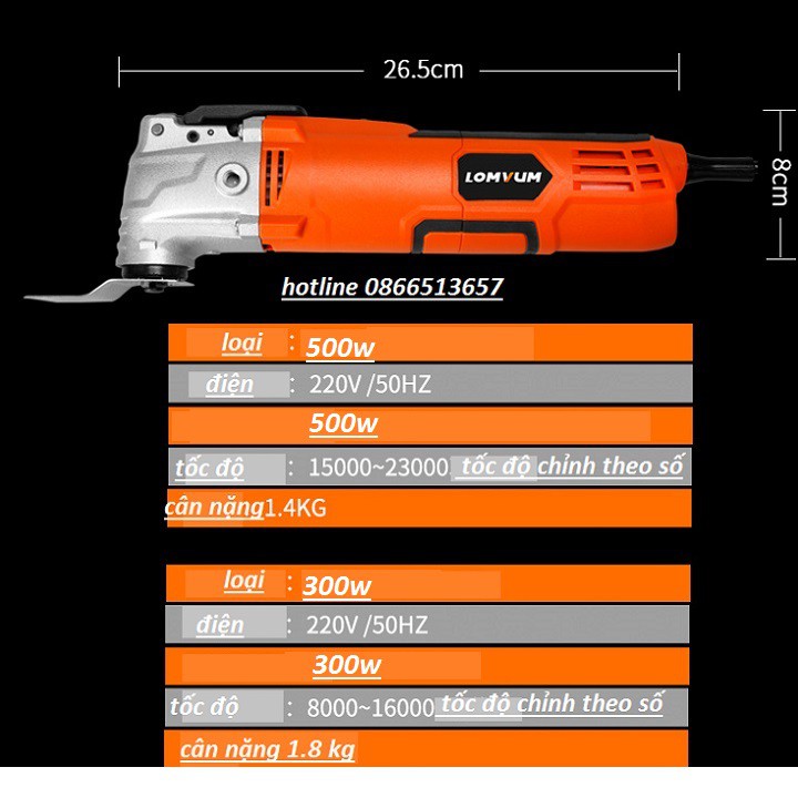 máy cắt rung đầy đủ phụ kiện như hình lomvum 500w cực mạnh