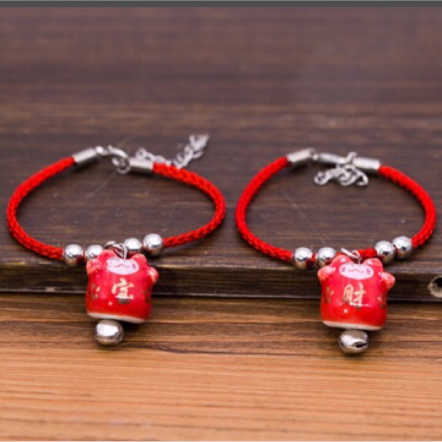 Vòng tay mèo sợi chỉ đỏ loại to đẹp cầu may mắn bình an | BigBuy360 - bigbuy360.vn