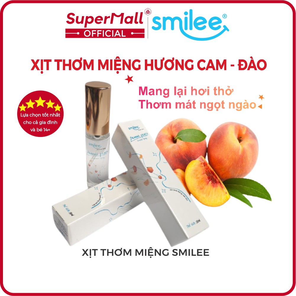 Xịt Thơm Miệng Smilee Chai 10ml | Hương Cam Đào - Mang lại hơi thở thơm mát, ngọt ngào