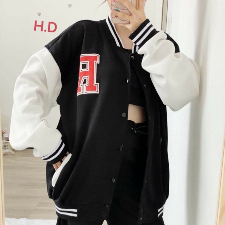 Áo Bomber jacket Chữ R Đỏ In ngực form thụng nam nữ unisex | BigBuy360 - bigbuy360.vn