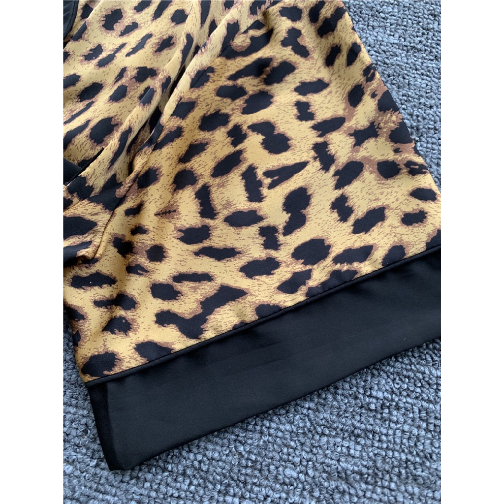 Bộ Đồ Ngủ Pijama Dài Tay In Họa Tiết Da Báo Hợp Thời Trang Cho Nữ