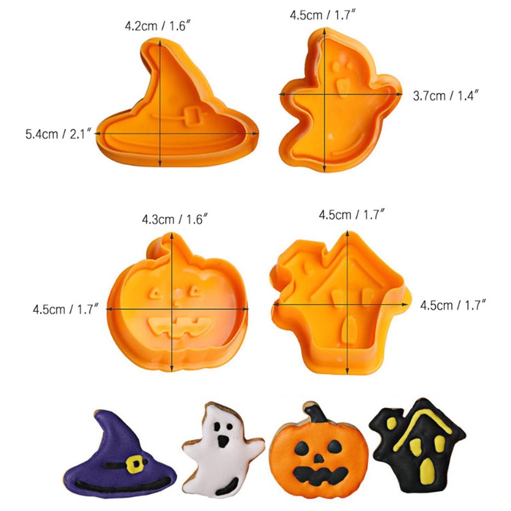 Set 8 Khuôn Nhấn Bánh Quy 3D Chủ Đề Halloween