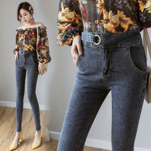 Jean nữ cao cấp thiết kế lưng cao cạp quần phong cách NP1042