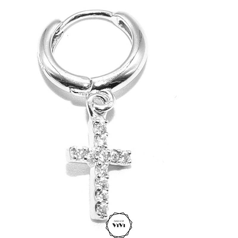 Bông tai nam/nữ kiểu tròn Thánh Giá Shocross – ViVi_Gift