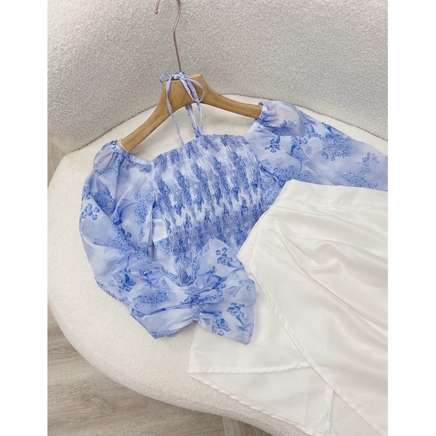 SET ÁO XANH KÈM VÁY TRẮNG _ KÈM FEEDBACK KHÁCH ig: nitontgt.cutie