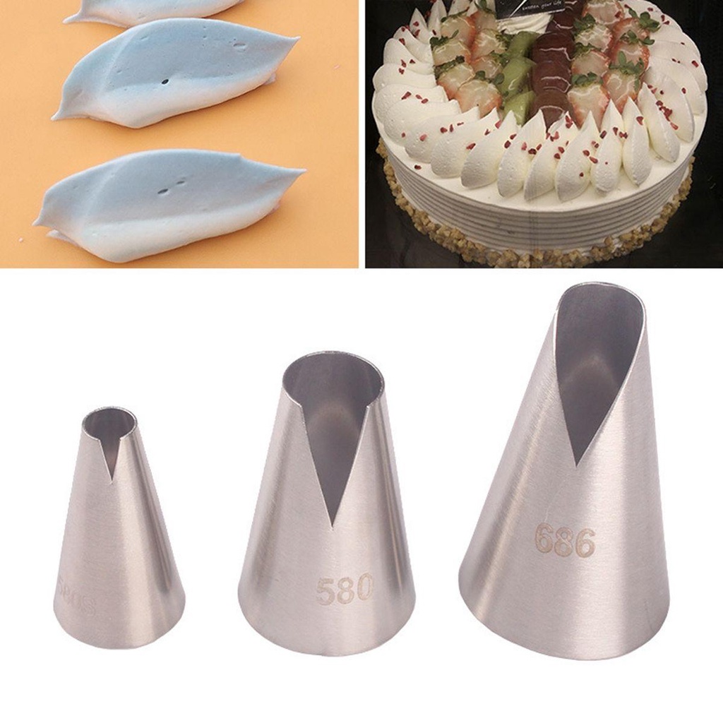 AUGUSTINA Set 1 / 3 Đuôi Bắt Bông Kem Trang Trí Bánh Bằng Thép Không Gỉ