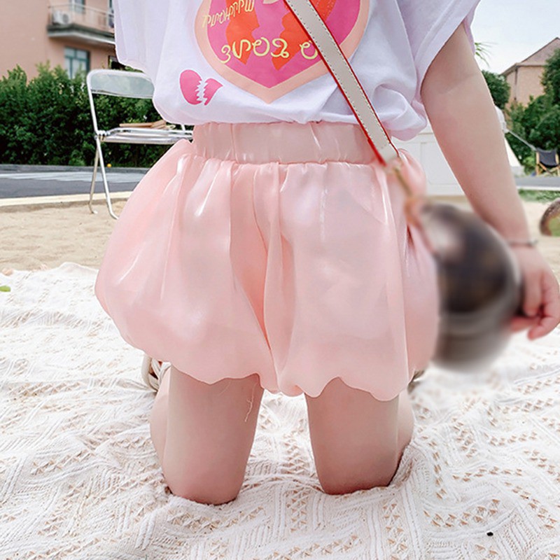 Quần ngắn ống phồng hình trái bí lưng cao thời trang mùa hè ngọt ngào cho bé gái