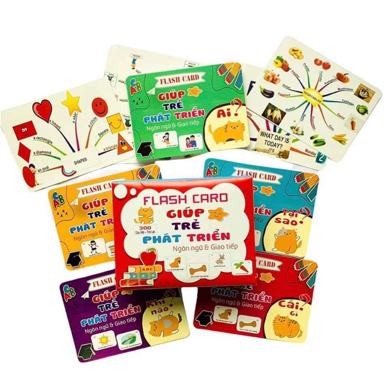 Bộ thẻ học 300 câu hỏi trả lời giúp trẻ phát triển tư duy ngôn ngữ và giao tiếp
