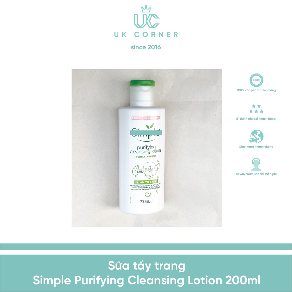 Kem tẩy trang Simple kind to skin purifying cleansing lotion 200ml