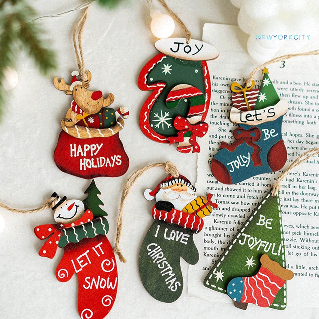 Phụ Kiện Treo Trang Trí Giáng Sinh Bằng Gỗ Tinh Tế Dễ Thương