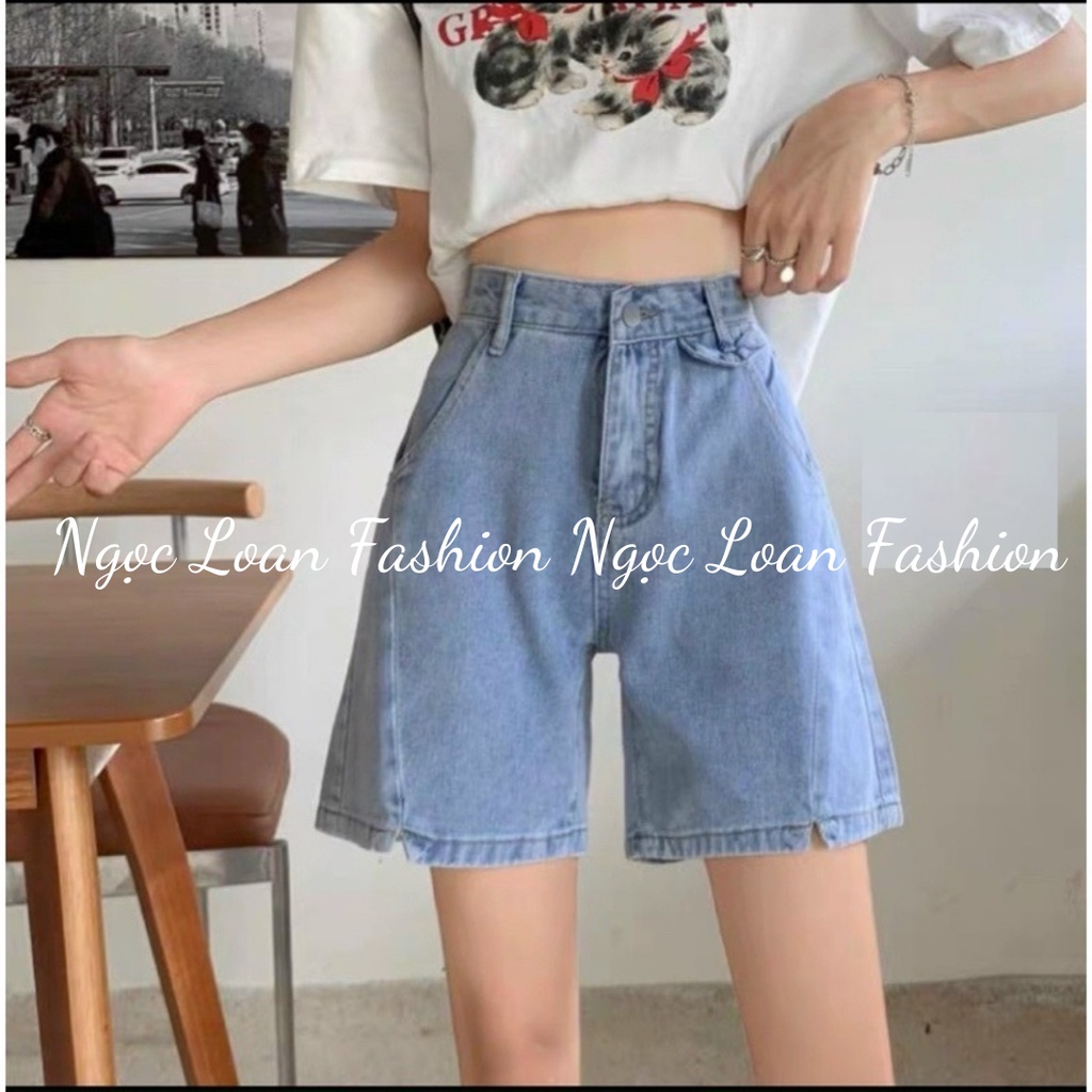 Quần Ngố Nữ Ống Rộng Xẻ Lai Túi Nắp Nhỏ Phong Cách Ulzzang Hình Thật Dành Cho Phái Nữ