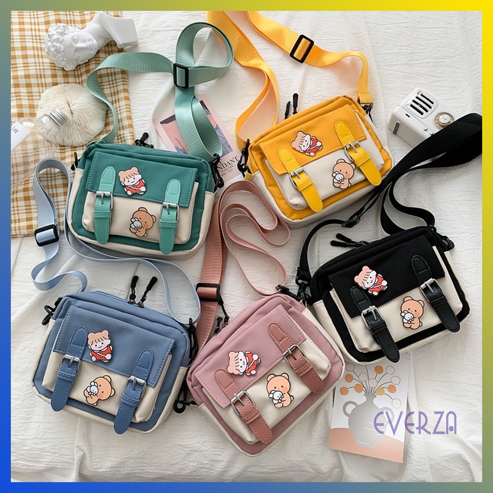 Túi Đeo Chéo Mini Vải Canvas Siêu Dễ Thương Đi Chơi Phong Cách Hàn Quốc