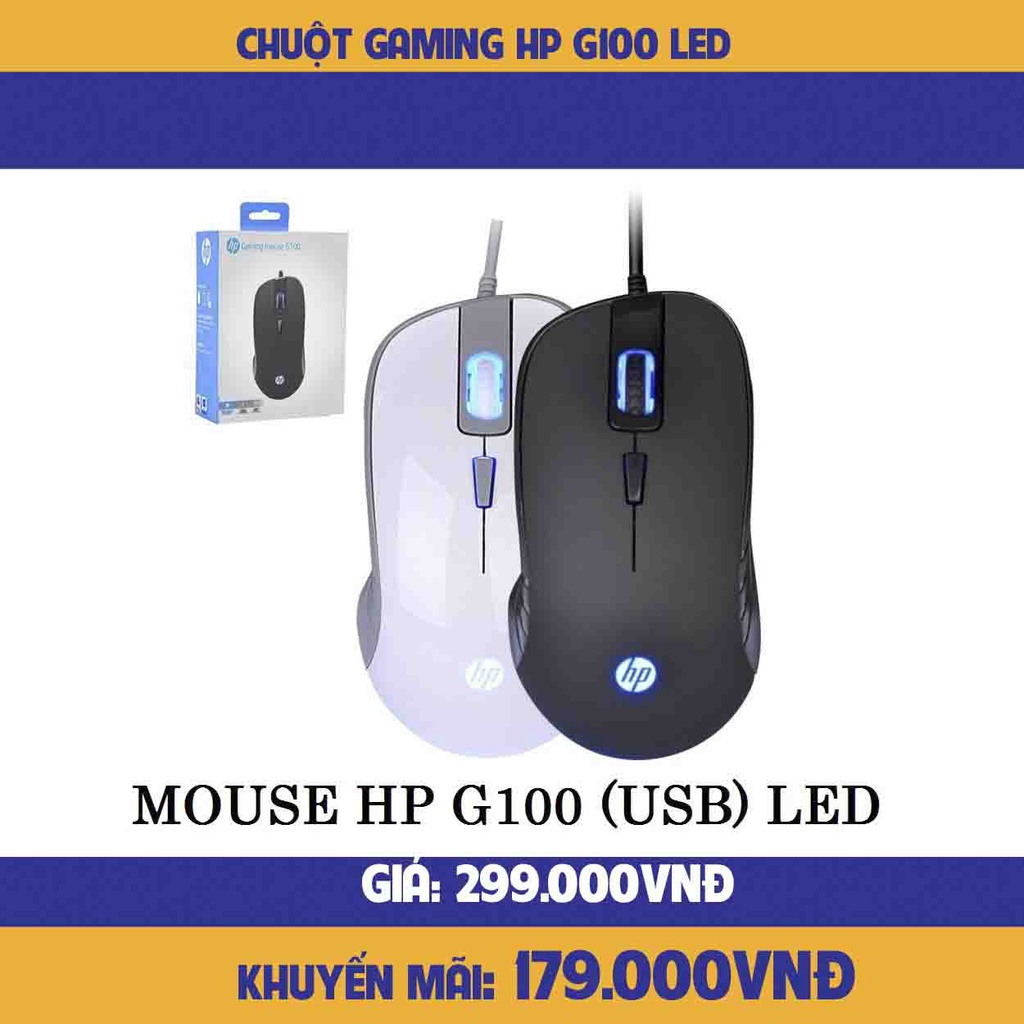 CHUỘT CÓ DÂY HP G100 ĐEN TRẮNG LED USB