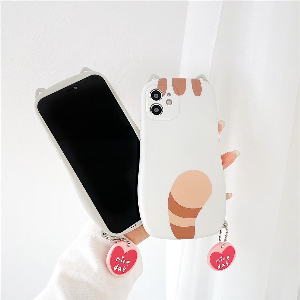 Ốp Điện Thoại Tpu Mềm Hình Tai Mèo Nâu 3d Cho Iphone 11 12 Pro Max 12pro X Xs Max Xr 7 8 Plus