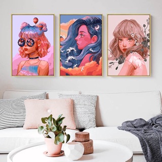 Tranh tô số hoá DIY nàng thơ vintage đã căng khung