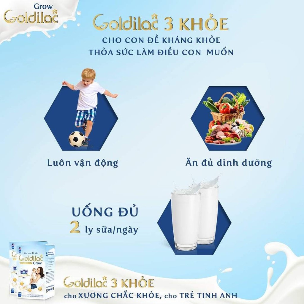 [Chính Hãng] - Sữa Non Tổ Yến Goldilac Grow 1 Hộp 28 Gói /392 Gram