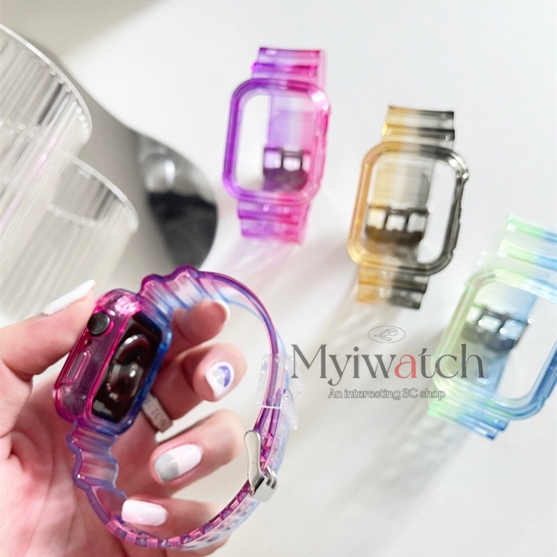 Vòng Đeo Tay Trong Suốt Màu Cầu Vồng Cho iWatch series 8 7 6 5 4 SE 41mm 45mm 40mm 44mm 38mm 42mm