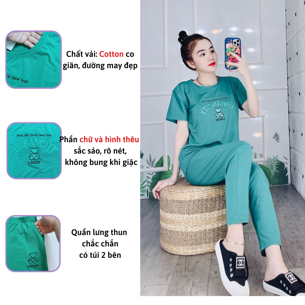 Đồ bộ nữ đồ mặc nhà dễ thương quần dài thun cotton bộ trung niên kiểu đẹp form rộng bigsize mã ĐBĐ06