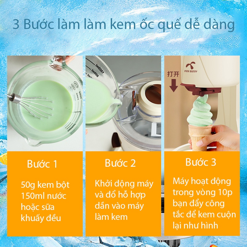 Máy làm kem tươi tại nhà Pink Bunny an toàn sạch sẽ tốt dễ sử dụng