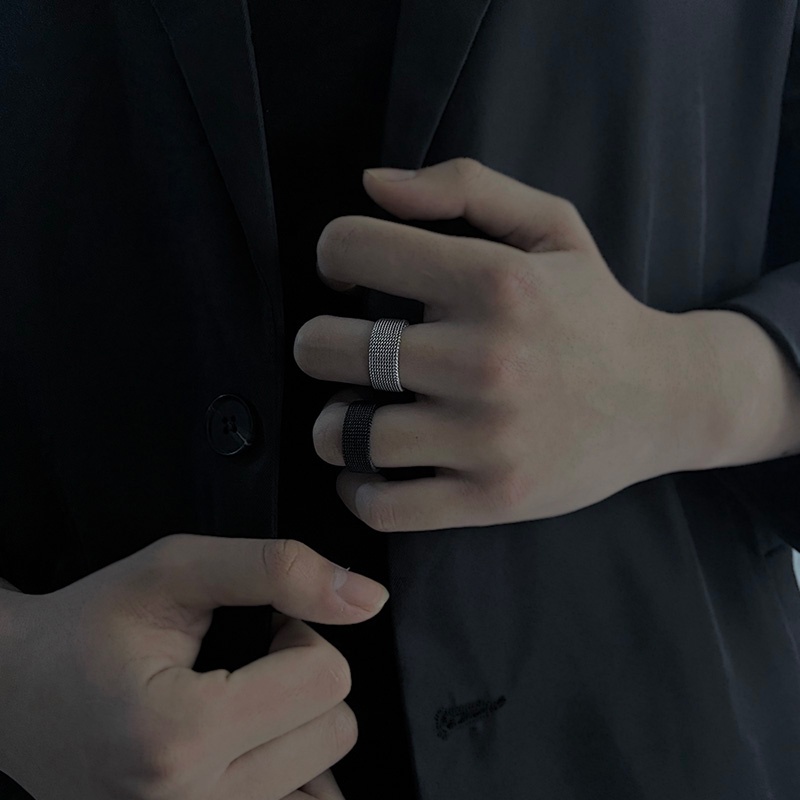 Nhẫn Nam Màu Bạc Đen Xích Elas Ring Kuu Clothes Đẹp Cao Cấp - Nhẫn Chất liệu Titan Không Gỉ - Elas Ring