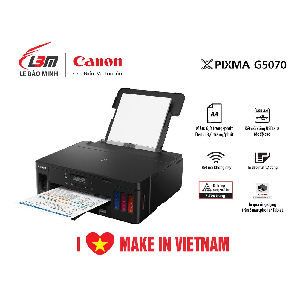 [Mã ELCL12 giảm 9% đơn 300K] Máy In Phun màu Canon G5070