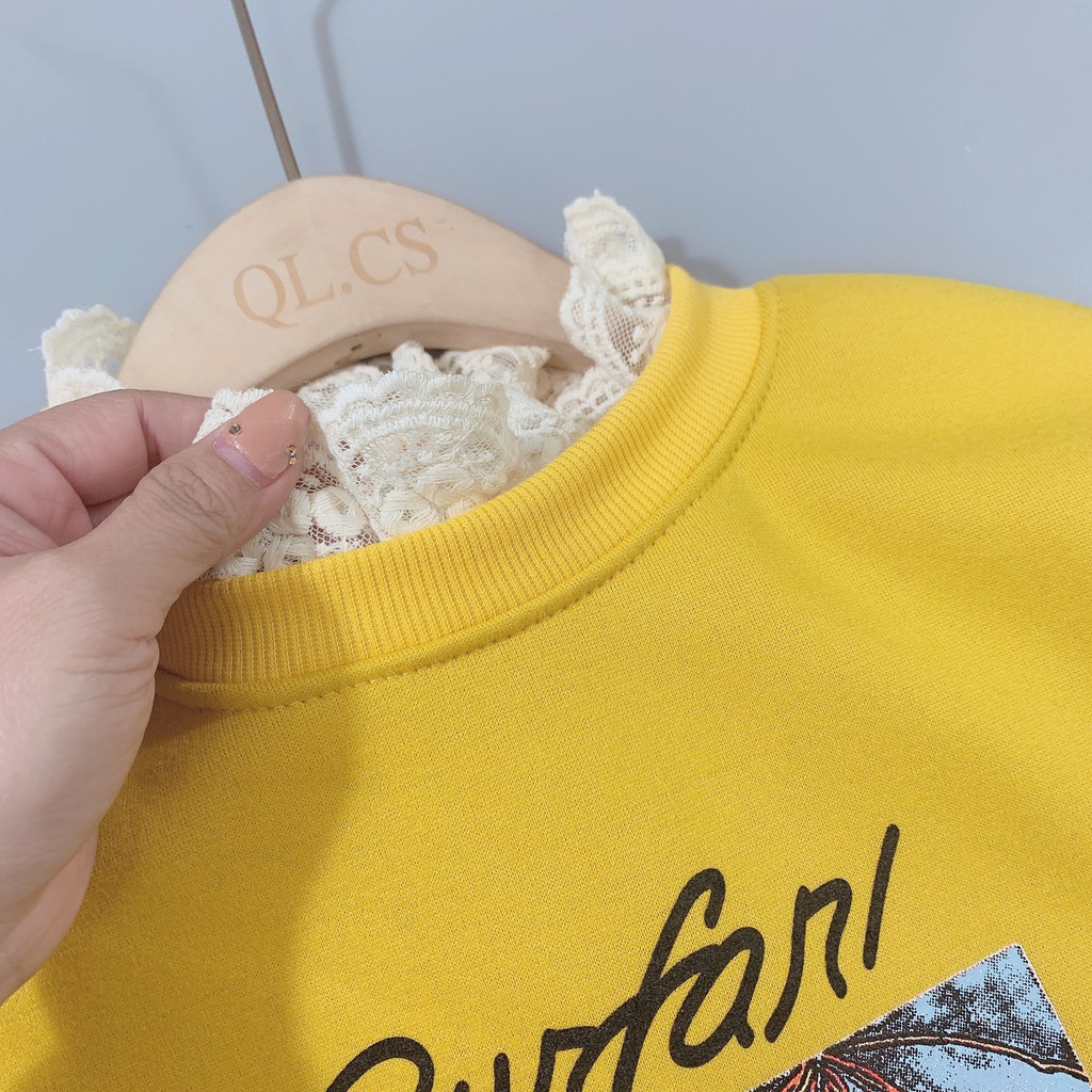 ÁO NỈ  VÀNG CỔ REN BẠCH TUYẾT MẸ/CON | BigBuy360 - bigbuy360.vn