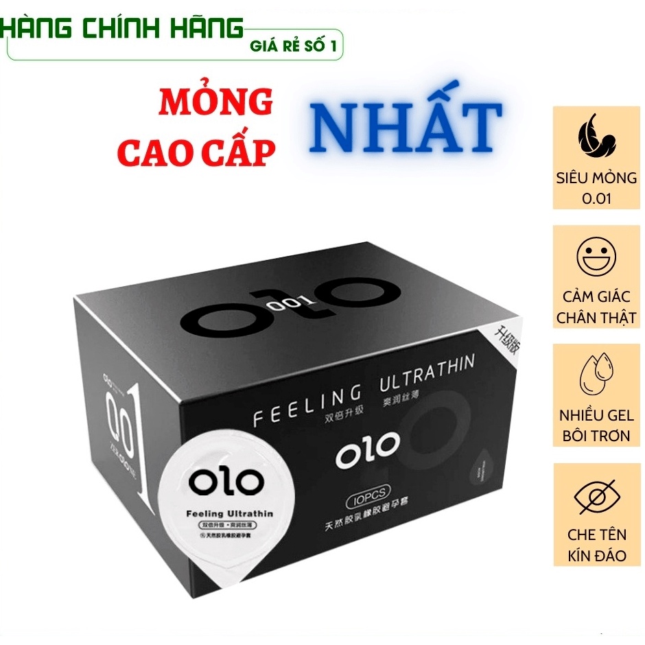 Bao Cao Su Siêu Mỏng OLO 001 Feeling Ultrathin Đen 10 Cái