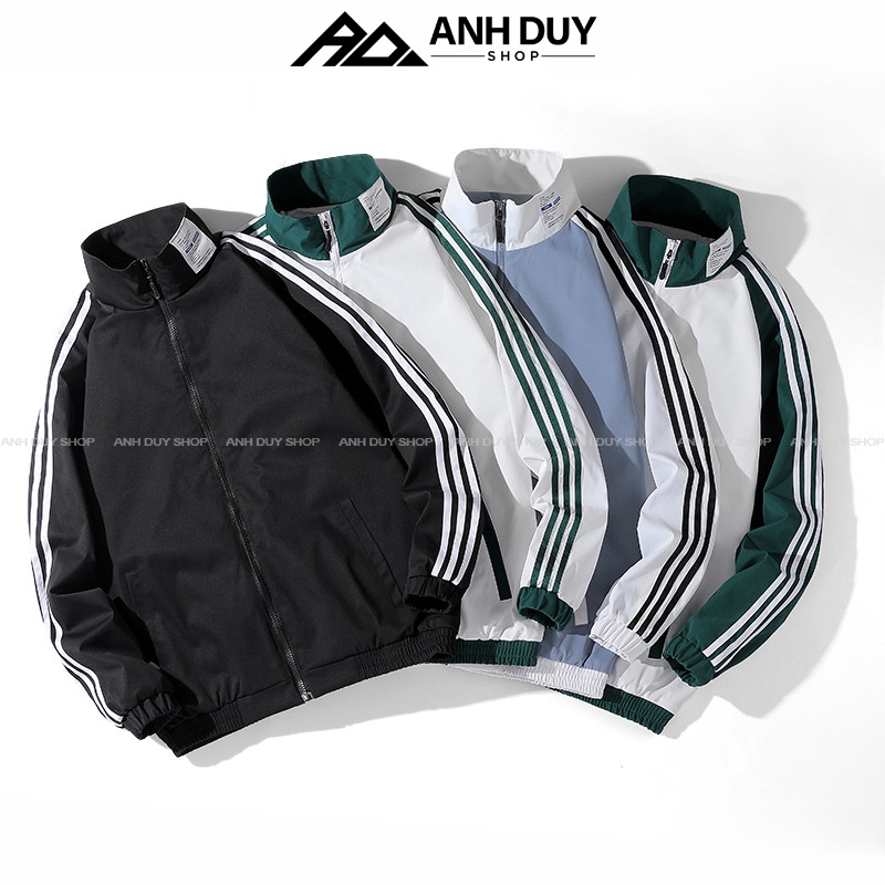 Áo Khoác Dù Nam Nữ Unisex 2 Lớp Kiểu Dáng Thể Thao 3 Sọc ANH DUY SHOP AK06