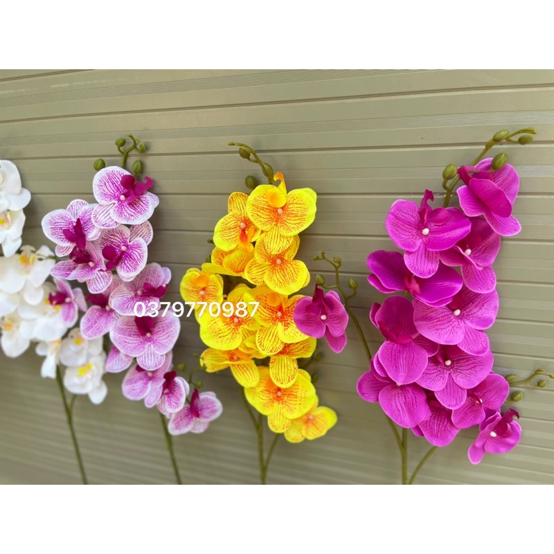 Lan hồ điệp giả 110 cm 3 nhánh cao cấp, hoa giả decor trang trí
