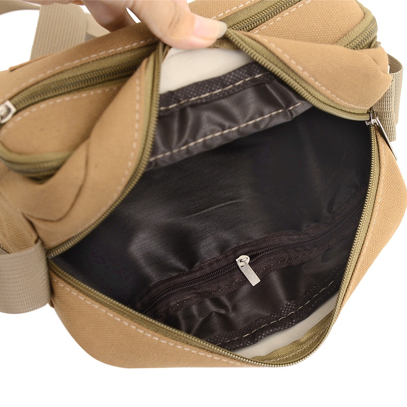 Túi Đeo Chéo Nam Nữ Vải Bố Túi Đeo Vai Nam Chất Liệu Kaki Chống Nước Size 24cm TUI-36