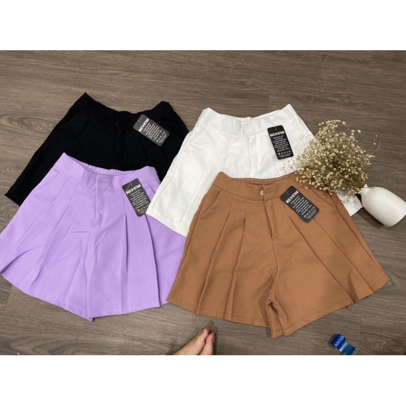 [ AN MỘC ] Quần Short Đùi Ống Rộng Xếp Ly Xoè Lưng Chun Cho Nữ
