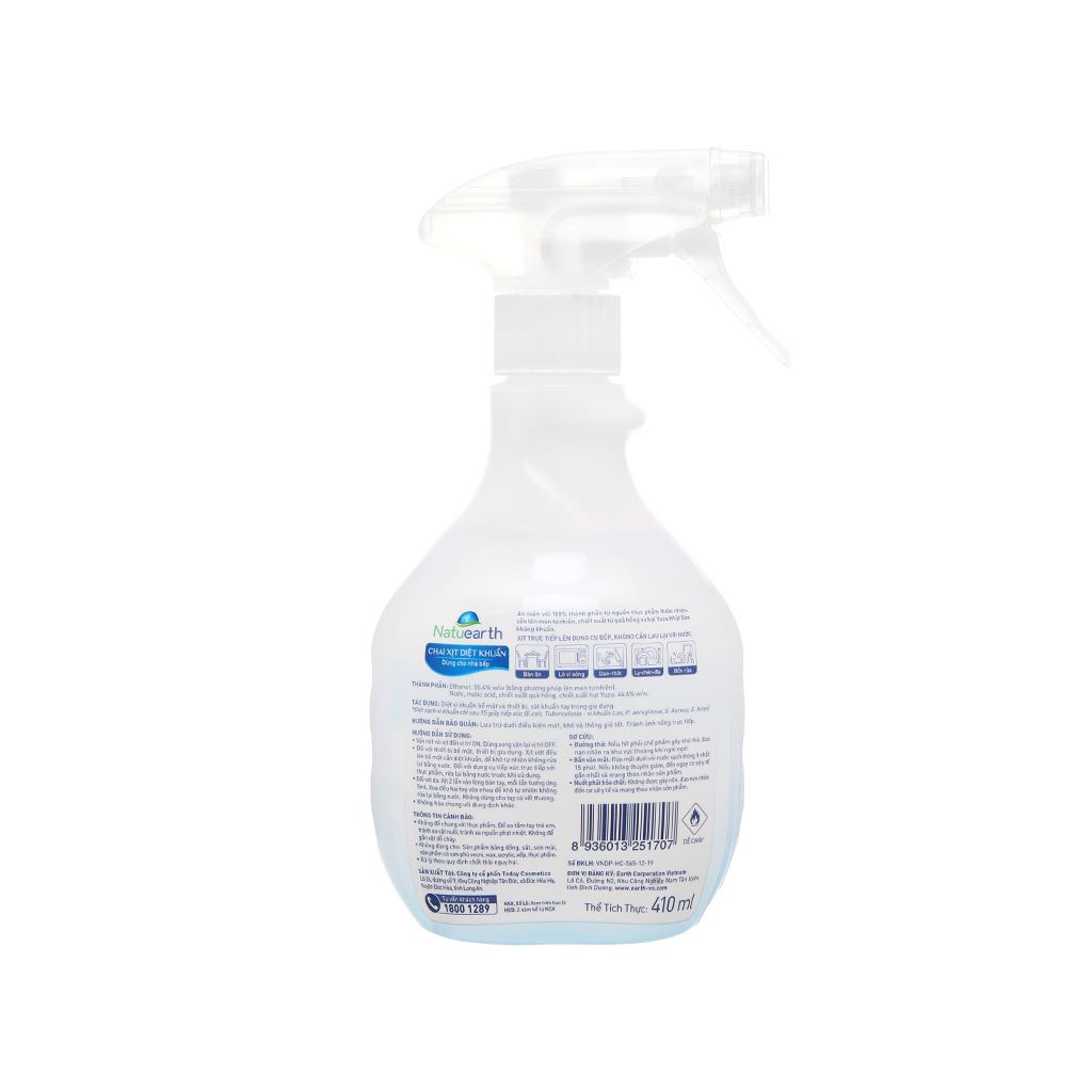 Chai Xịt Diệt Khuẩn Dùng Cho Nhà Bếp Natuearth 410ml Chiết Xuất 100% Từ Thực Vật Thiên Nhiên Khử Khuẩn Chất Lượng Nhật