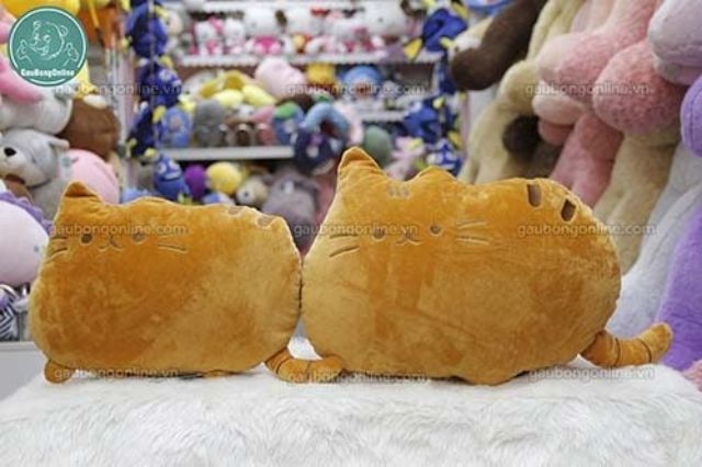 Gối mèo mềm pusheen màu hồng, xám, đen, nâu kích thước 60cm