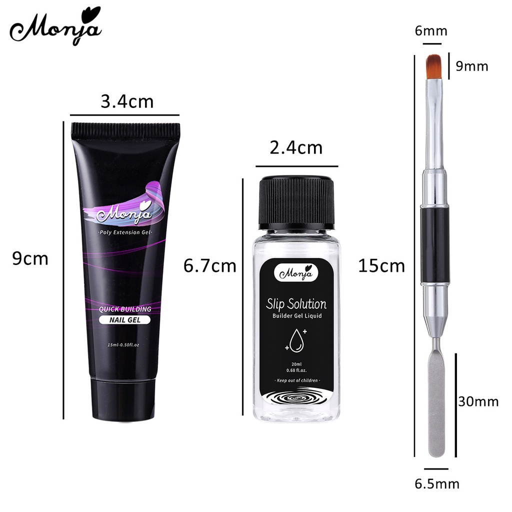 Set 5 dụng cụ làm móng MONJA nước đắp gel UV acrylic/ khuôn móng/ cọ hai đầu/ gel đắp móng nhanh/ 10 mẫu tùy chọn