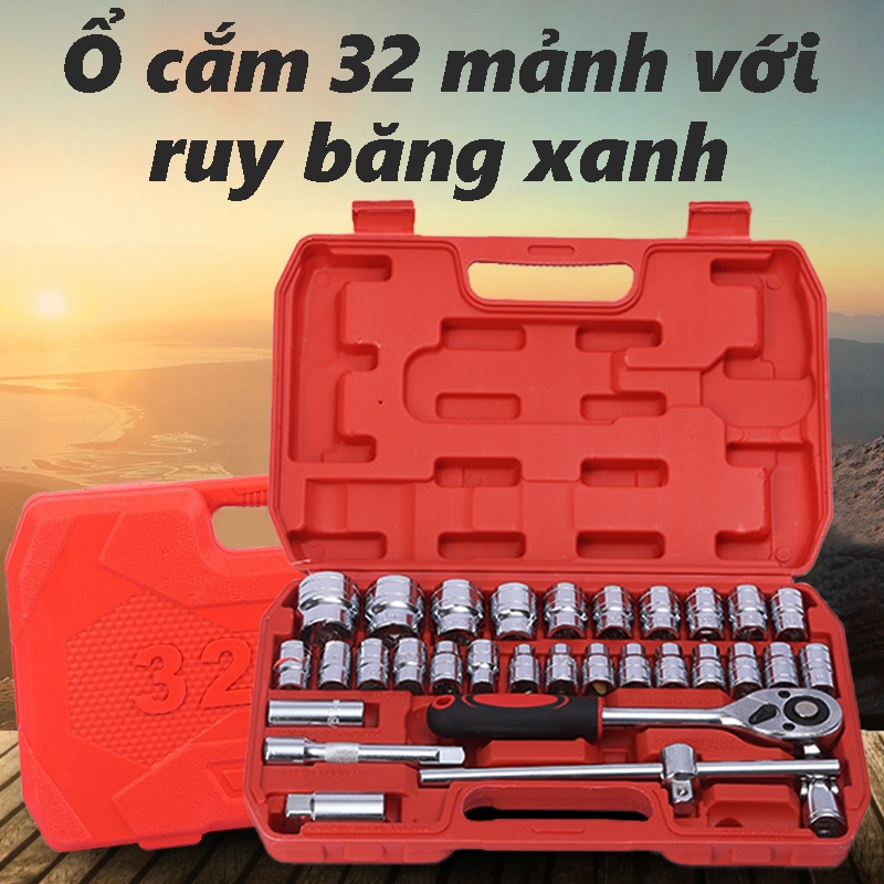 YB04 Bộ khẩu sửa chữa - Bộ dụng cụ 32 chi tiết mở bu lông ốc vít - sửa chữa ô tô xe máy đa năng  shopbenbo