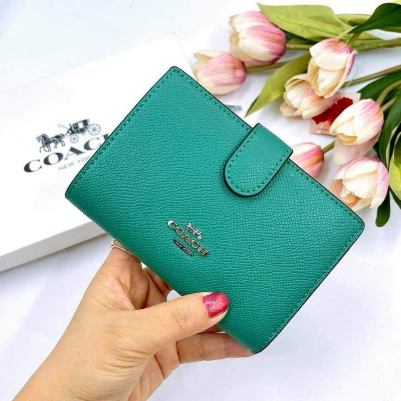 Ví Coach ngắn wallet medium da thật, full box