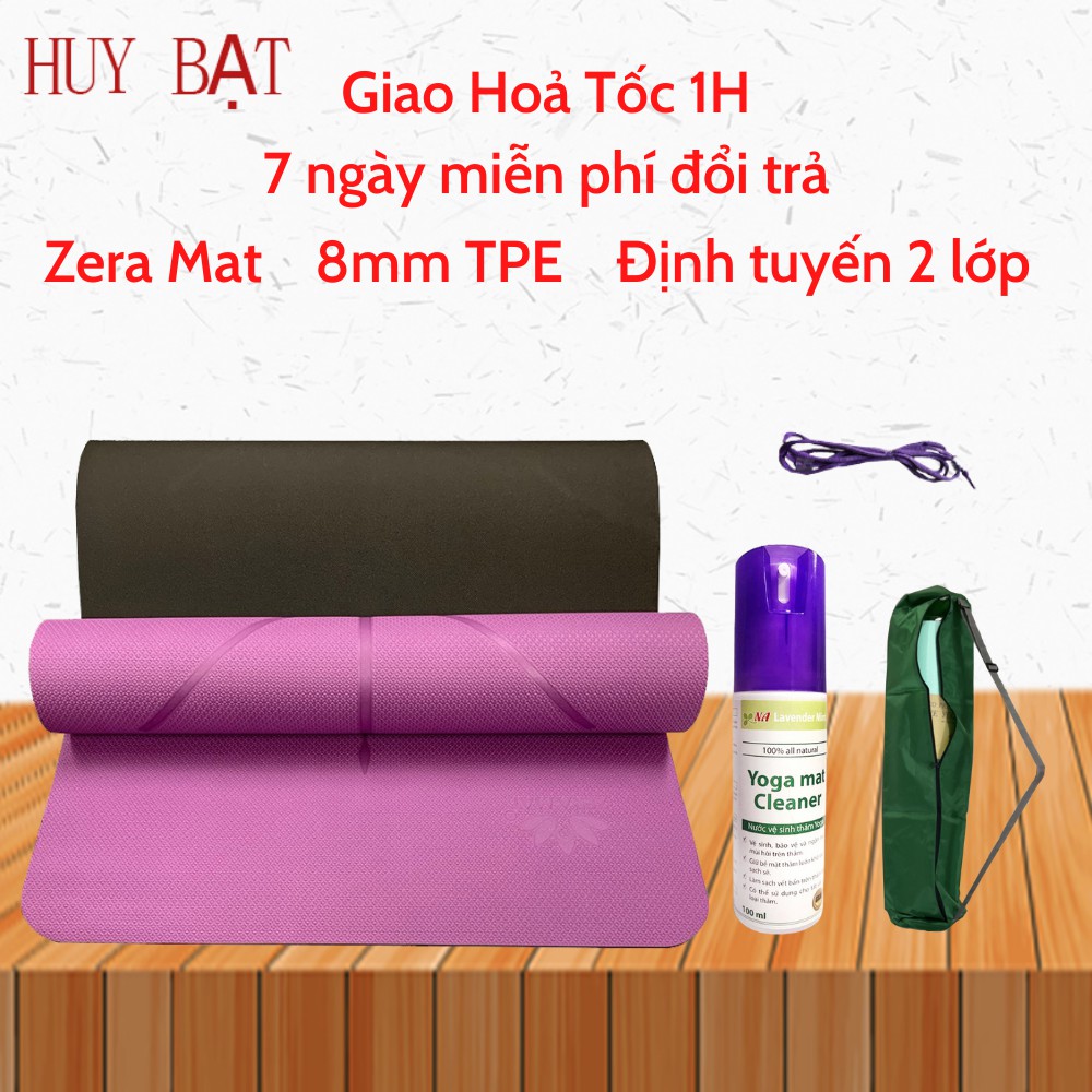 Thảm Tập Yoga Zera Mat 2 Lớp Định Tuyến 8mm Chất Liệu Tpe An Toàn Cho Da Thiết Kế Bám Sàn Chống Trơn