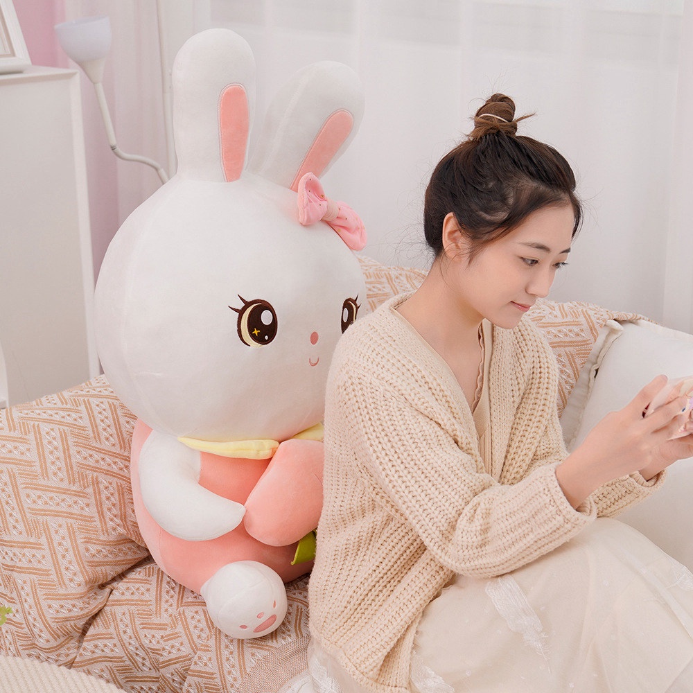 CÓ SẴNGấu bông thỏ trắng ôm đào dễ thương kích thước 40-55cm