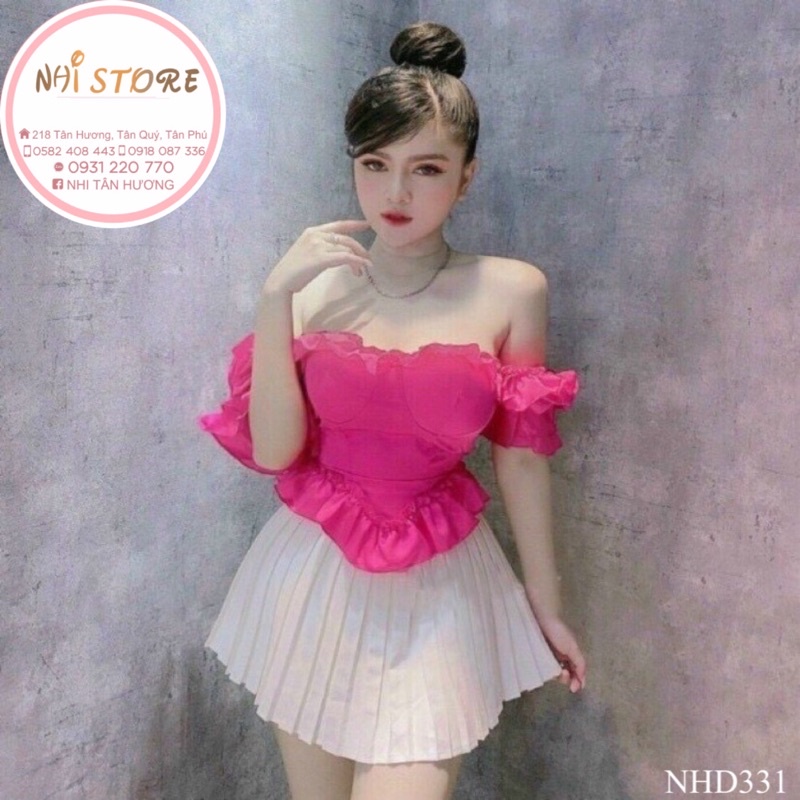 [FREESHIP 50K] Áo Croptop Cổ Vuông Tay Phồng Bèo Dún Lai Nhọn Sang Chảnh  NHISTORE Freesize Dưới 55kg