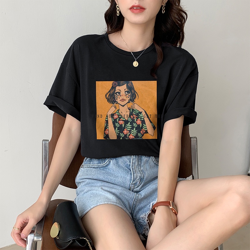 49213 Áo Thun Ngắn Tay Cotton Tinh Khiết In Áo Thun