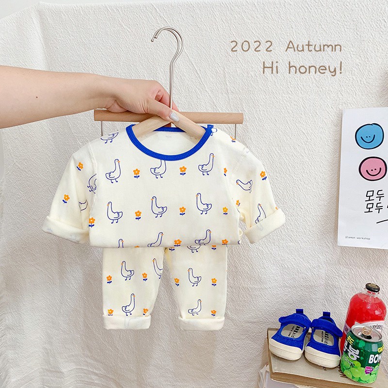 Bộ quần áo dài tay cho bé SODA KIDS, họa tiết dễ thương, chất liệu cotton co giãn, giữ nhiệt