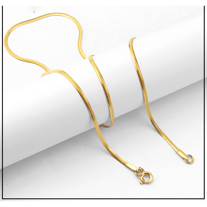 Dây chuyền mì dẹp inox mạ vàng khóa vip siêu đẹp, bền màu đem lại vẻ đẹp sang trọng cho người đeo