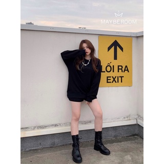 Áo nỉ đen da cá dày dặn Sweater Mayberoom