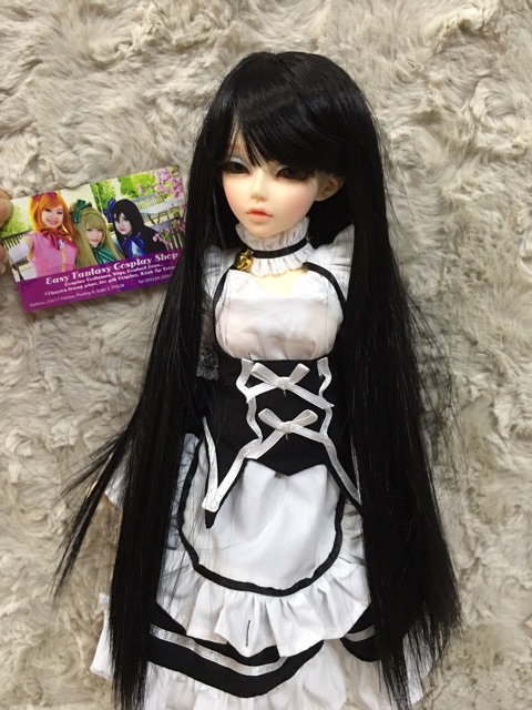 Tóc búp bê BJD size 1/3-1/4-1/6 - đen cơ bản