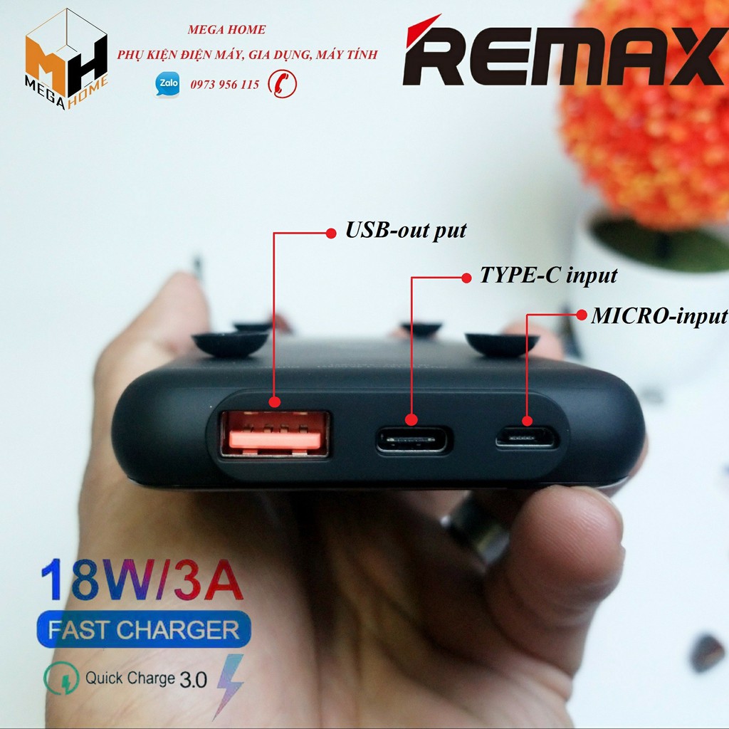 Sạc dự phòng không dây 10000mAh REMAX RPP-105 hỗ trợ sạc nhanh 18W - Pin sạc dự phòng REMAX chính hãng