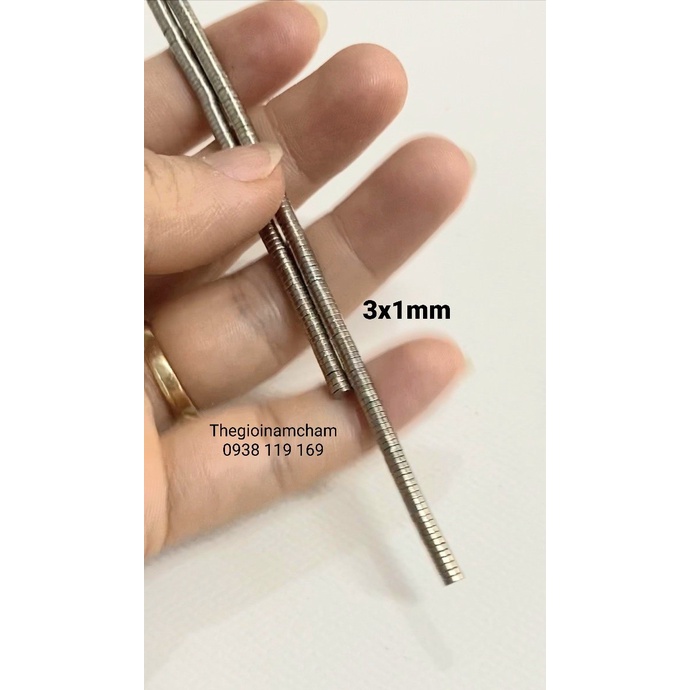 Nam châm viên 3x1mm đất hiếm  lực mạnh